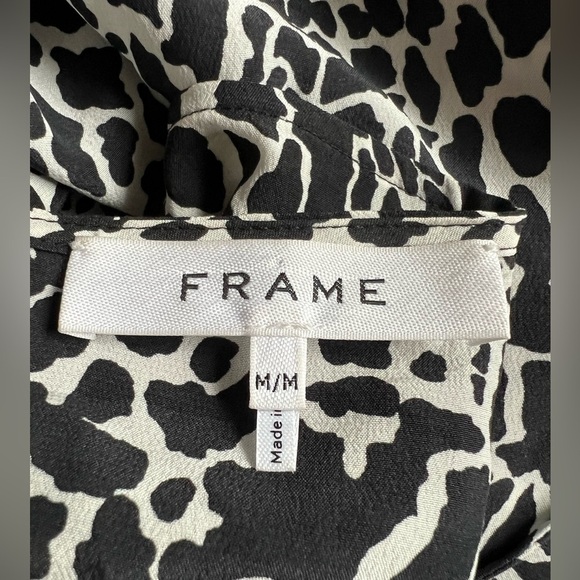 FRAME animal print silk cami top sz M black white glam flowy - Picture 3 of 7